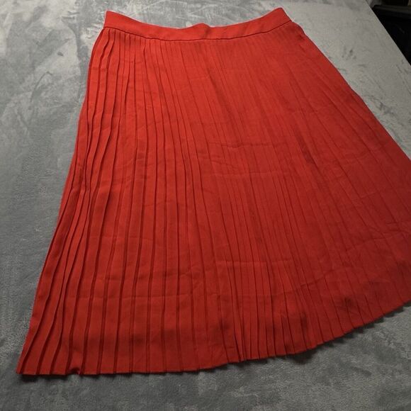 J. Crew Skirt Women’s Sz 18 Red Long Pleated Holiday City Family Photo Modest - Picture 4 of 14